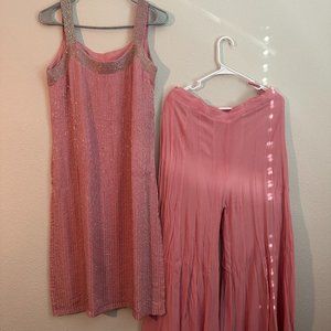 Silver Sequin rose pink dress